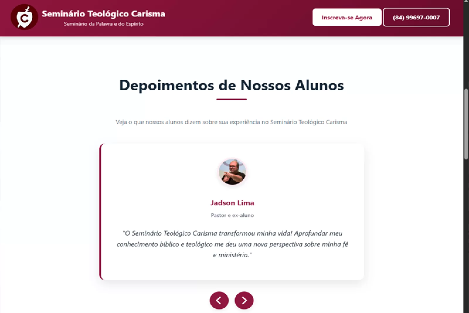 HotSite "Carisma Natal"